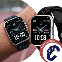 Smartwatch Relógio Inteligente Digital Masculino de Pulso Kit com 2 Pulseiras de Silicone Azul e Preto Champion