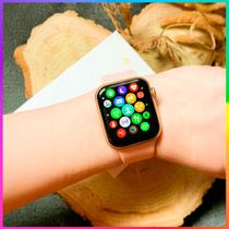 Smartwatch Relógio Inteligente Rosa +2 Pulseiras W29s Pro Serie 9 Ilha Dinamica Nfc 2g Memoria e pulseira Lisa