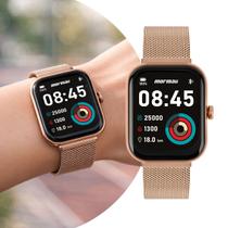 Smartwatch Relógio Inteligente Rosa Feminino com Caixa de Polímero e Pulseira de Aço Inoxidável à Prova D Água Esportivo Fashion Luxo Mormaii