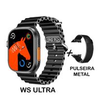 Smartwatch Relogio Inteligente WS Ultra 9 49mm Android iOs Bluetooth + Pulseira Metal MIlanese