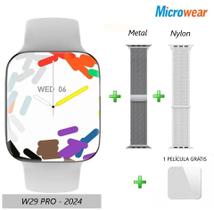 Smartwatch Relógio W29 Pro Microwear Watch 9 Pro Tela 2.02' - Prata 2024 Kit 3 Puls