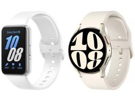 Smartwatch Samsung Watch6 LTE 40mm Creme 16GB - Bluetooth + Smartband Samsung Galaxy Fit3 Prata