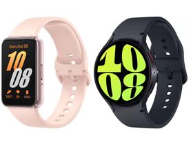 Smartwatch Samsung Watch6 LTE 40mm Grafite 16GB - Bluetooth + Smartband Samsung Galaxy Fit3 Rosé