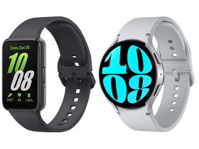 Smartwatch Samsung Watch6 LTE 44mm Prata 16GB - Bluetooth + Smartband Samsung Galaxy Fit3 Grafite