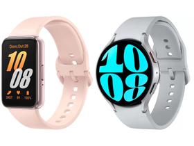 Smartwatch Samsung Watch6 LTE 44mm Prata 16GB - Bluetooth + Smartband Samsung Galaxy Fit3 Rosé