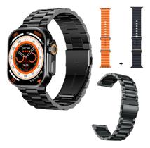 Smartwatch Ultra 9 Série 9 49mm 3 pulseira Linha Preto Preto 24K WS09