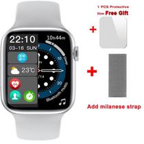 Smartwatch w37 pro série 7 relógio watch7 esporte saude faz recebe lig+puls metal+pelíc cortesia