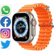 Smartwatch W68 Ultra Laranja Lançamento Notificações Androi iOS Instagram Facebook Whats - TUDO PORMENOS