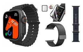 Smartwatch W68+ Ultra Max Troca Foto Faz Recebe Chamadas Siri Assistente Virtual C/2 Pulseiras Nfc