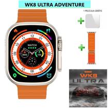 Smartwatch WK8 Ultra Tela 2.05" HD Nfc redes Sociais Saúde Kit 2 Puls + Película U 8 9 prata - Microwear