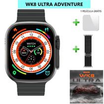 Smartwatch WK8 Ultra Tela 2.05" HD Nfc redes Sociais Saúde Kit 2 Puls + Película U 8 9 preto - Microwear