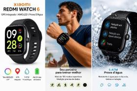 Smartwatch Xiaomi Redmi Watch 6 GPS Integrado Tela AMOLED 5 ATM Bluetooth