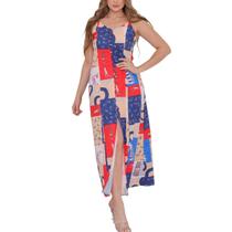 SML FASHION Vestido Midi com Alça Regulável Estampado