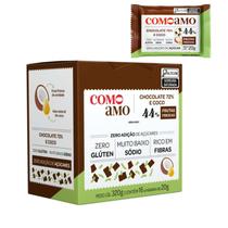 Snack Chocolate 72% E Coco Zero Açúcar ComoAmo - Caixa 16 Unidades 20g