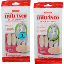 Snack cremoso nutrisco gatos 14g atum e camarão com 4 un - kit com 2 Snack cremoso nutrisco gatos 14g atum e camarão com 4 un - kit com 2