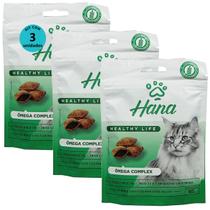 Snack hana healthy life ômega complex para gatos adultos 60g kit com 3