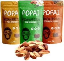 Snacks de Proteína Vegano Fitness Natural Sem Açúcar + Castanha do Pará sem Casca e Sem Sal 500g - Combo Protein 12 Unid