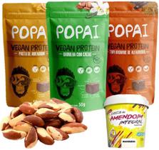 Snacks energéticos Vegano sem açúcar + Castanha do Caju Sem Sal 500g + Pasta de Amendoim 450g - Combo Protein 12 Unid