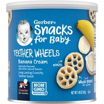 Snacks Gerber Teether Wheels, creme de banana, 44 ml, pacote com 6