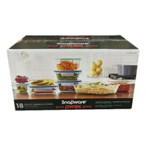 Snapware Pyrex Conjunto Armazenamento Alimentos Vidro - 18 peças Snapware Pyrex Conjunto Armazenamento Alimentos Vidro - 18 peças