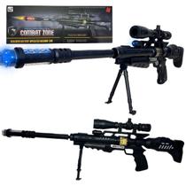 Sniper de Brinquedo Arminha Som Luz Vibração Mira Laser