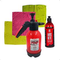 Snow Pump 3 Em 1 Com 3 Flanelas Microfibra 30x30cm E Neve Lava Autos Concentrado 500ml