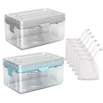 Soap Box Bubbler MIWI 2 em 1 Armazenamento de limpeza de sabão cinza+azul