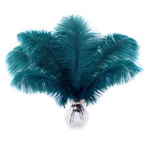 Soarer Ostrich Feathers Bulk 15 unidades de 25-30 cm de azul-petróleo