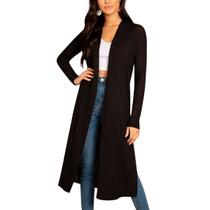 Sobretudo Cardigan Longo Elegante Frio Social Feminino