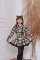Sobretudo Casaco Infantil Trench Coat Botões Rendinha Cor:Marrom-claroTamanho:4