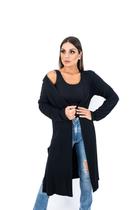 Sobretudo Feminino Básico Longo Cardigan Kimono Manga Longa