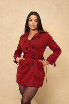 Sobretudo Feminino Blazer Com Botões fivelas e Cinto Casaco Longo Feminino Forrado Sarja Premium