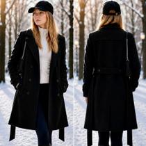 Sobretudo Feminino Casaco Lã Batida Inverno Europeu Parka Longa Quentinha Luxo Premium Elegante Frio Sobretudo Feminino Casaco Lã Batida Inverno Europeu Parka Longa Quentinha Luxo Premium Elegante Frio