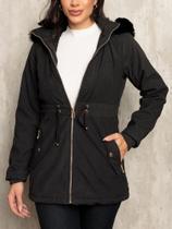 Sobretudo Feminino Parka Casaco Forrada Pelinho Inverno P M G GG