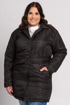 Sobretudo Feminino Plus Size Microfibra Forrado Bolsos Frente - Serena