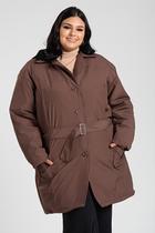 Sobretudo Feminino Plus Size Microfibra Forrado Bolsos Frente - Serena Sobretudo Feminino Plus Size Microfibra Forrado Bolsos Frente - Serena