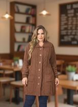 Sobretudo Feminino Plus Size Tricot Premium Mousse Super Grosso Lindo Sobretudo Feminino Plus Size Tricot Premium Mousse Super Grosso Lindo