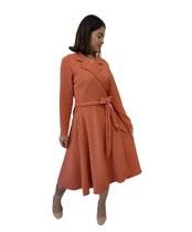 Sobretudo Feminino Social Transpassado Godê Coral