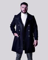 Sobretudo Lã Batida - Preto