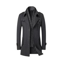 Sobretudo Masculino Elegante E Versátil De Lã Com Cachecol Para Outono Inverno, Moda Casual E Sobretudo Masculino Elegante E Versátil De Lã Com Cachecol Para Outono Inverno, Moda Casual E