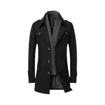 Sobretudo Masculino Elegante E Versátil De Lã Para Outono/Inverno Com Cachecol Moda Casual E Sobretudo Masculino Elegante E Versátil De Lã Para Outono/Inverno Com Cachecol Moda Casual E