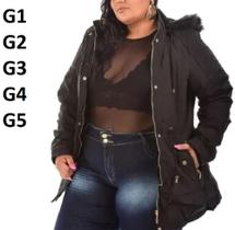 Sobretudo Parka Feminina Forrada com Pelinhos Plus size inverno tamanho P M G G1 G2 G3 G4 G5