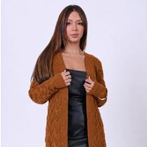 Sobretudo Tricot Feminino Inverno Trança Elegante Confortável Sobretudo Tricot Feminino Inverno Trança Elegante Confortável