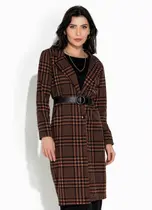 Sobretudo Xadrez Casaco Feminino Alongado Moda Evangélica