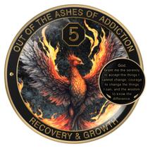 Sobriety Coin MilestoneMint Phoenix Sobriety 5 anos com conjunto