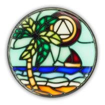 Sobriety Coin The Token Shop Stained Glass AA Coin Ocean Waves