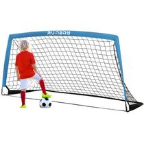 Soccer Goal RUNBOW, portátil para crianças de 6 x 4 pés com bolsa de transporte, cinza, azul Soccer Goal RUNBOW, portátil para crianças de 6 x 4 pés com bolsa de transporte, cinza, azul