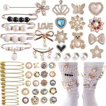 Sock Charms KJML DIY 55 unidades Sock Charms Pins Gold Sock Jewelry