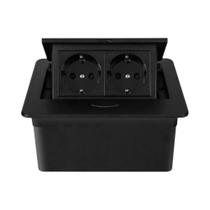 Socket De Mesa Pop-Up USB Tipo-C Em Metal Preto E Prata Para Escritório, Cozinha E Sala De Reuniões