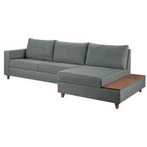 Sof Fixo com Chaise Milo Cinza 2,58cm PŽs Madeira